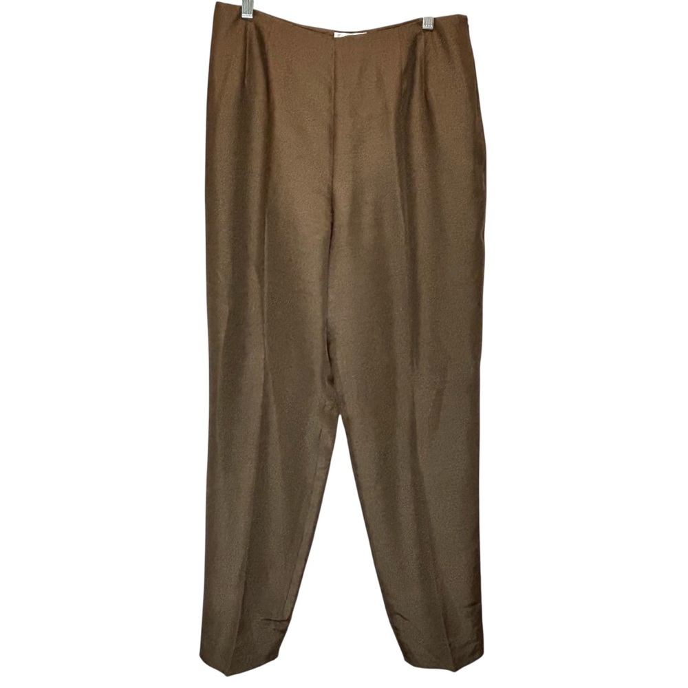 Talbots Silk Wool Blend Brown Wide Leg Dress Pants, Fully Lined - Size 12